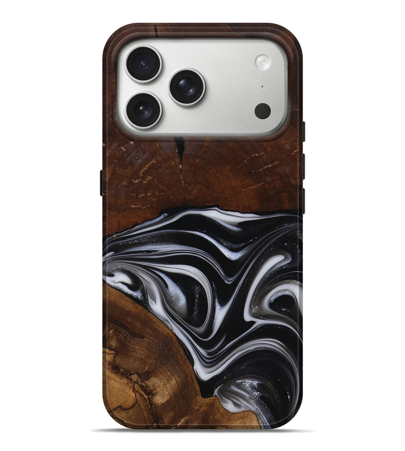 iPhone 17 Pro Max Wood Live Edge Phone Case - Mose (Black & White, 817483)