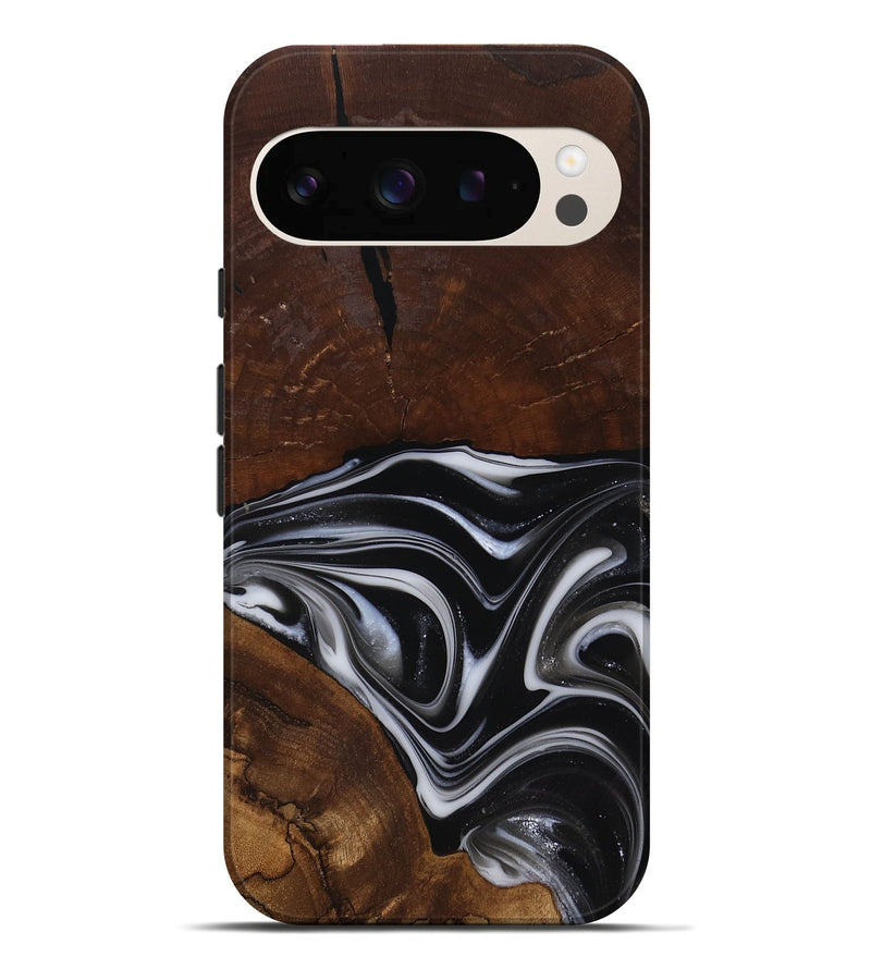 Pixel 10 Pro XL Wood Live Edge Phone Case - Mose (Black & White, 817483)