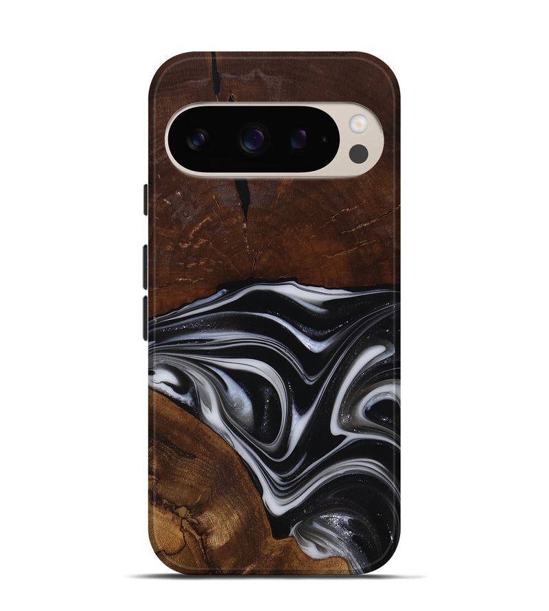 Pixel 9 Wood Live Edge Phone Case - Mose (Black & White, 817483)