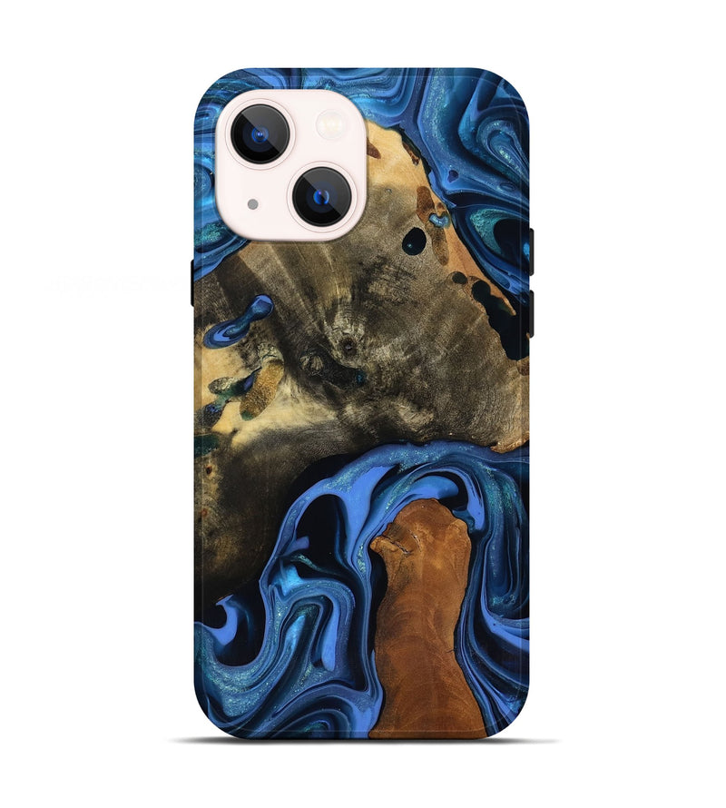 iPhone 13 Wood Live Edge Phone Case - Geralyn (Blue, 817484)
