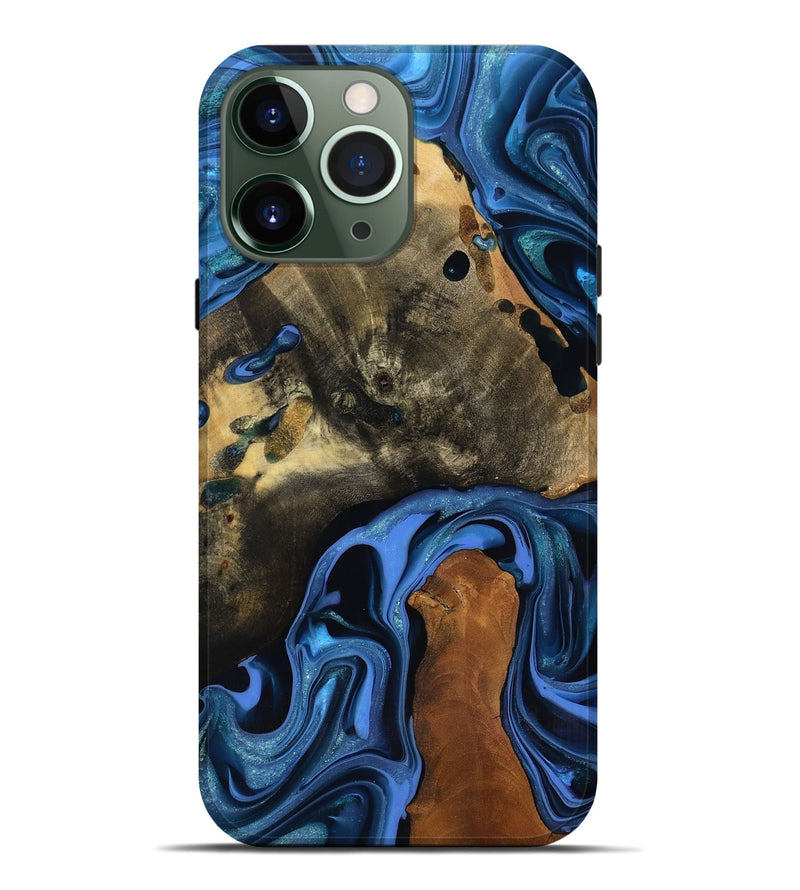 iPhone 13 Pro Max Wood Live Edge Phone Case - Geralyn (Blue, 817484)