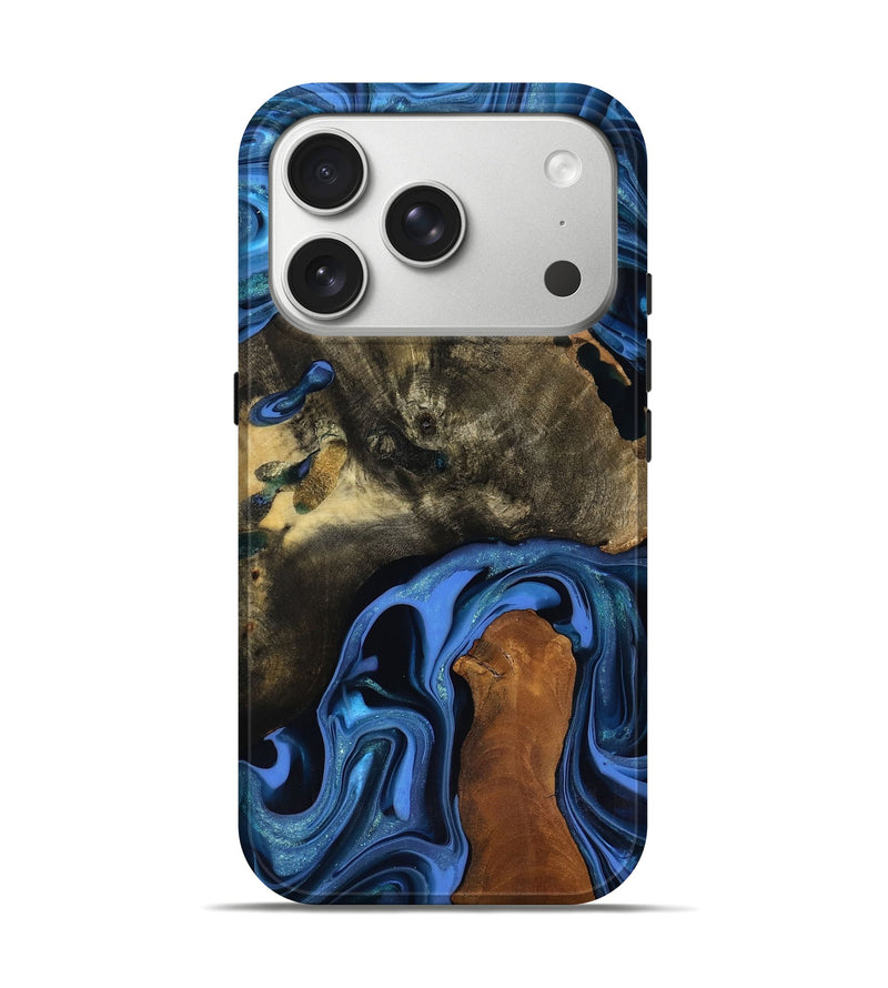 iPhone 17 Pro Wood Live Edge Phone Case - Geralyn (Blue, 817484)