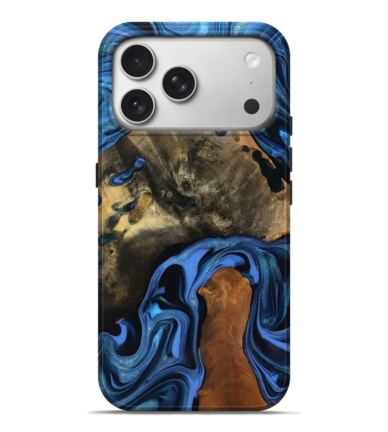 iPhone 17 Pro Max Wood Live Edge Phone Case - Geralyn (Blue, 817484)