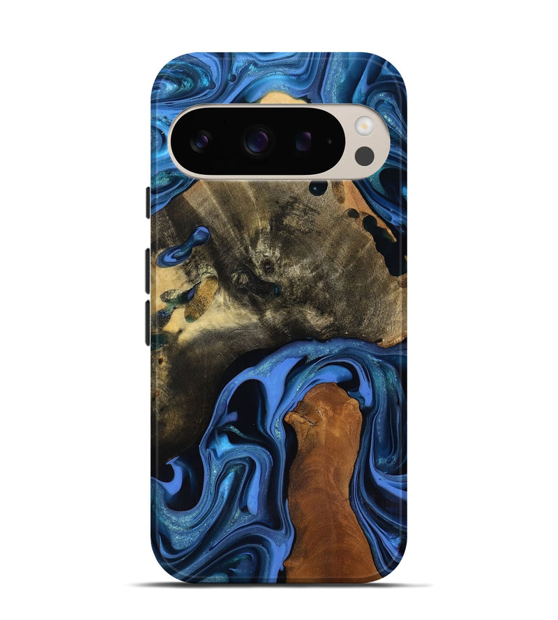 Pixel 9 Pro Wood Live Edge Phone Case - Geralyn (Blue, 817484)