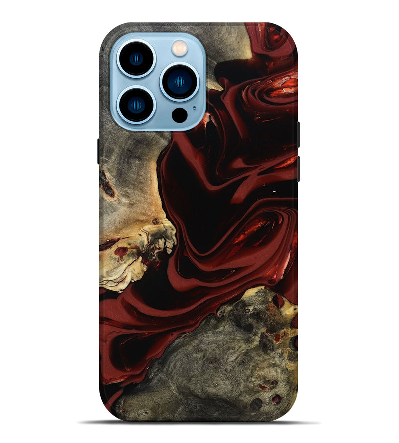 iPhone 14 Pro Max Wood Live Edge Phone Case - Coy (Red, 817485)