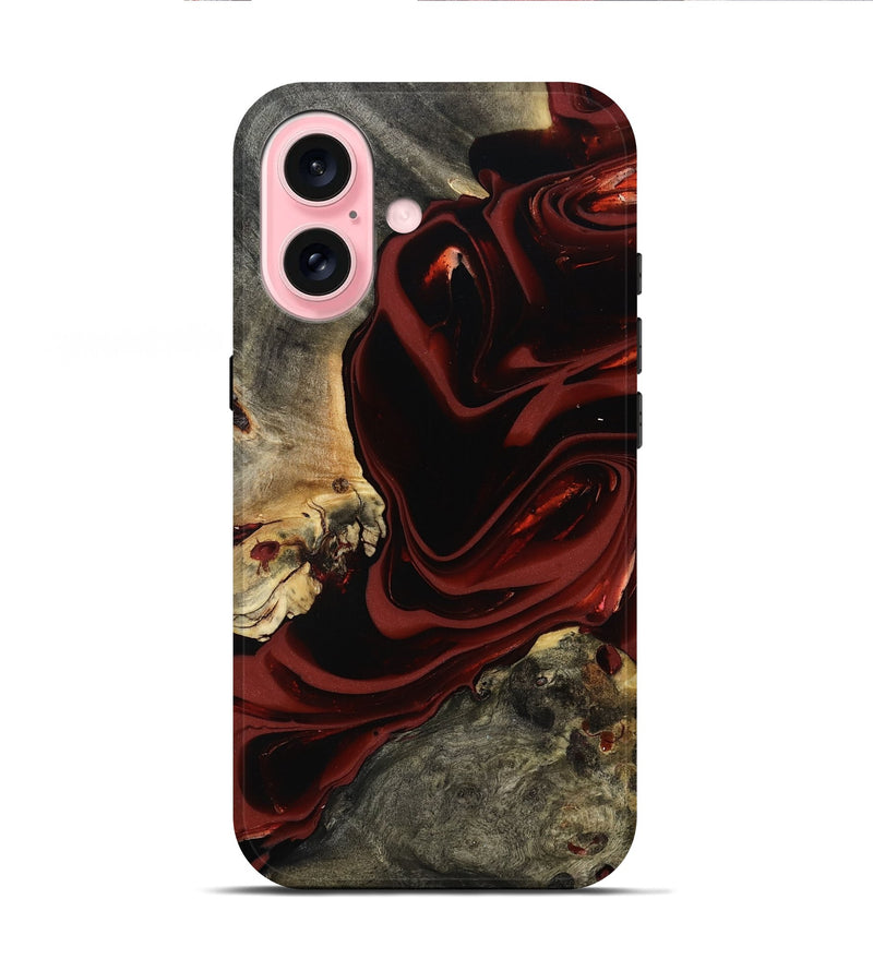 iPhone 16 Wood Live Edge Phone Case - Coy (Red, 817485)