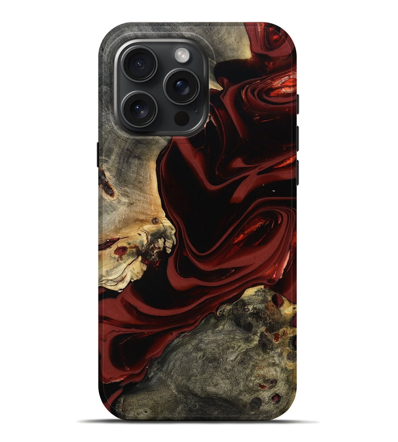 iPhone 16 Pro Max Wood Live Edge Phone Case - Coy (Red, 817485)