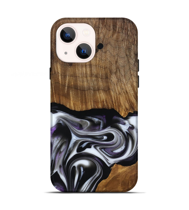 iPhone 13 Wood Live Edge Phone Case - Kartier (Black & White, 817486)