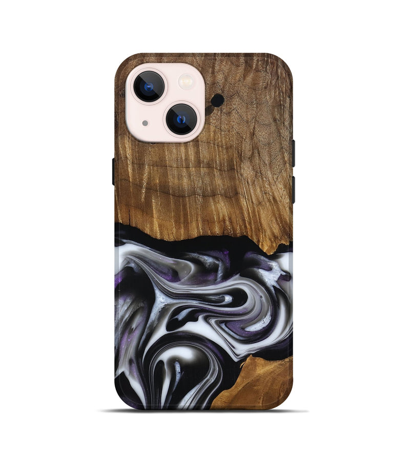 iPhone 13 mini Wood Live Edge Phone Case - Kartier (Black & White, 817486)