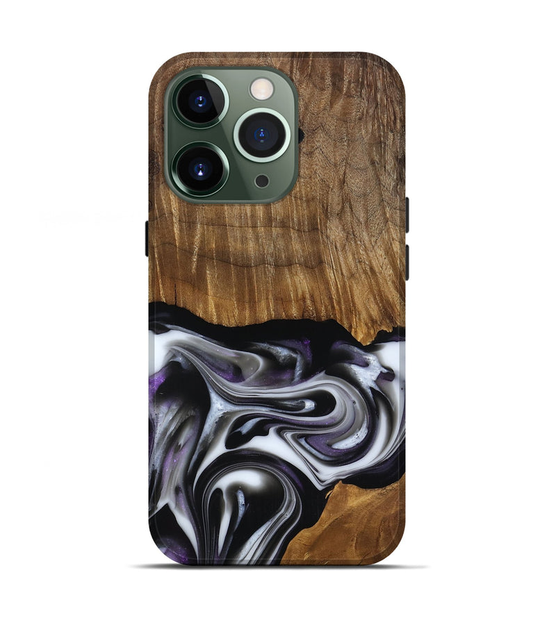 iPhone 13 Pro Wood Live Edge Phone Case - Kartier (Black & White, 817486)
