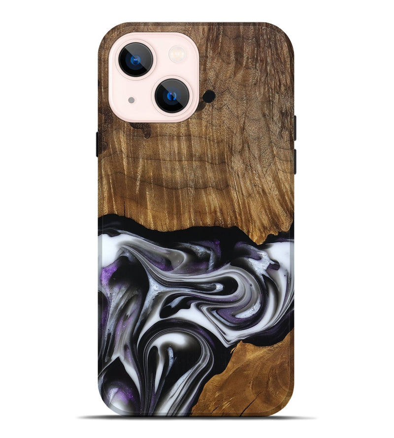 iPhone 14 Plus Wood Live Edge Phone Case - Kartier (Black & White, 817486)