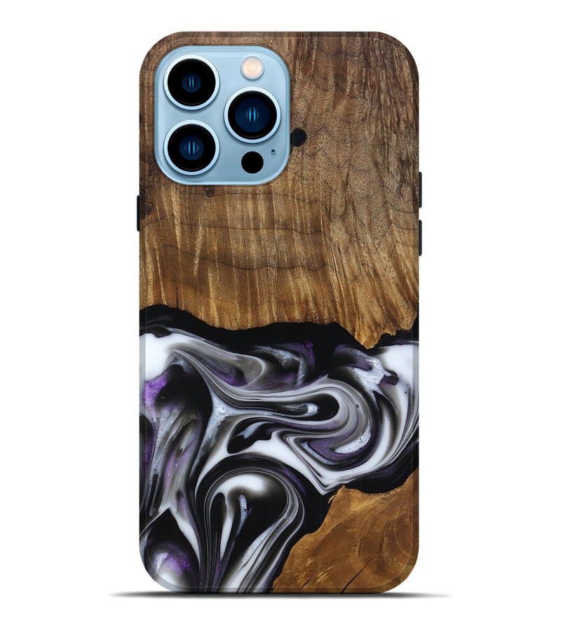 iPhone 14 Pro Max Wood Live Edge Phone Case - Kartier (Black & White, 817486)