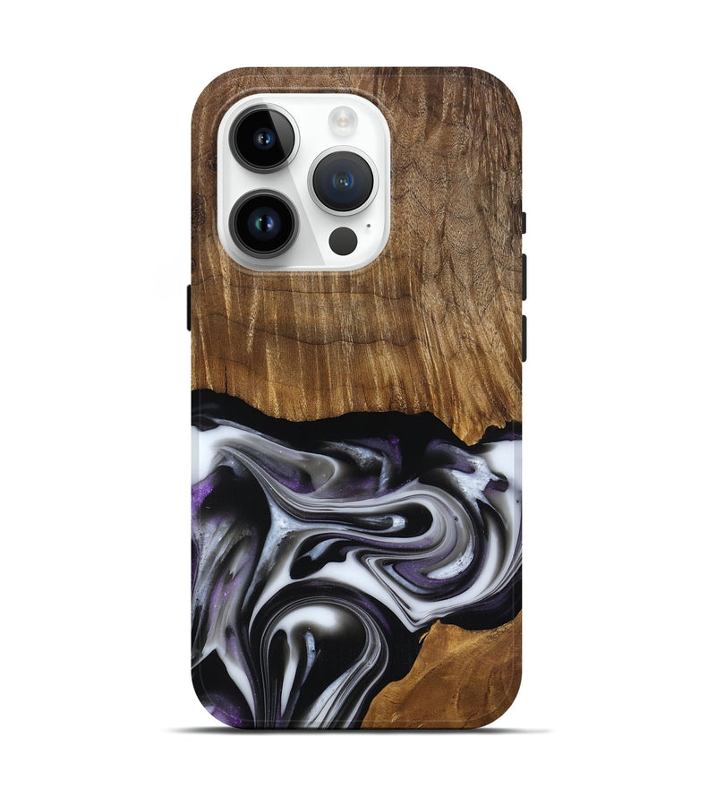 iPhone 15 Pro Wood Live Edge Phone Case - Kartier (Black & White, 817486)