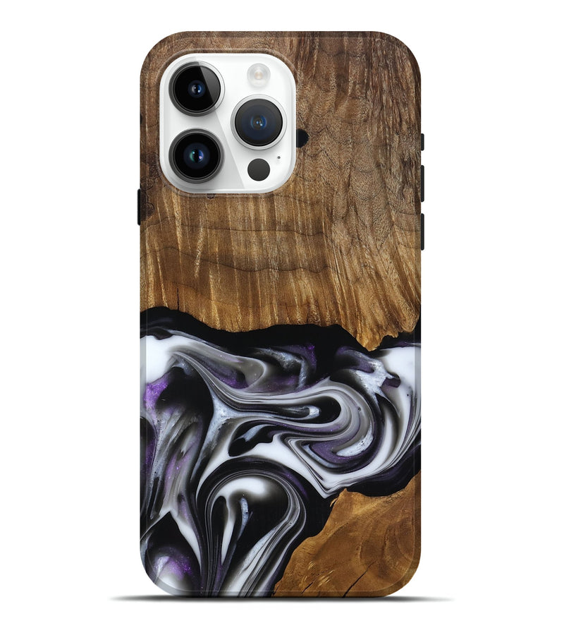 iPhone 15 Pro Max Wood Live Edge Phone Case - Kartier (Black & White, 817486)