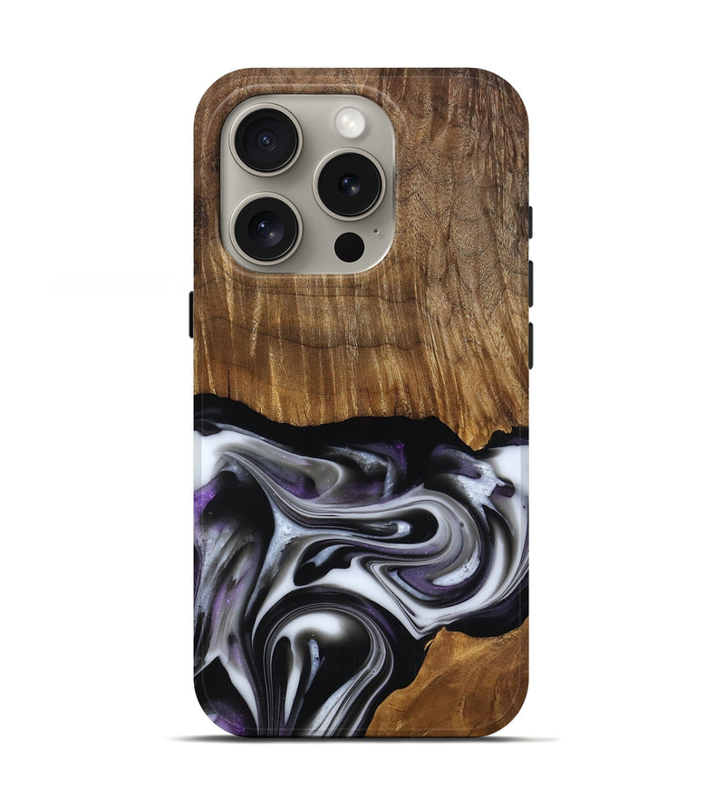 iPhone 16 Pro Wood Live Edge Phone Case - Kartier (Black & White, 817486)