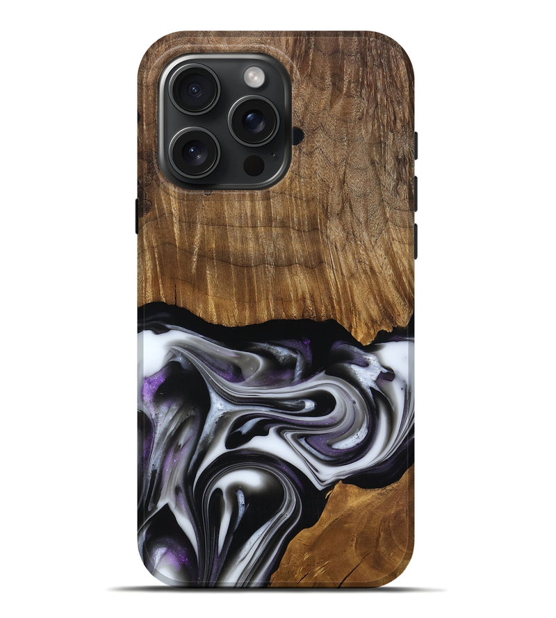 iPhone 16 Pro Max Wood Live Edge Phone Case - Kartier (Black & White, 817486)
