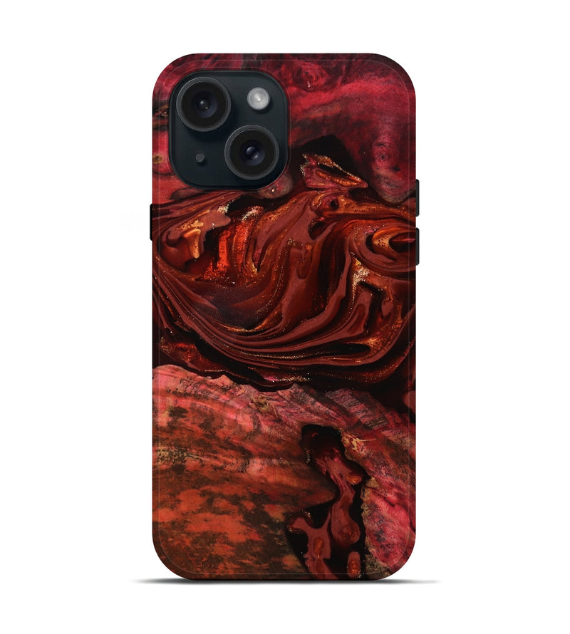iPhone 15 Wood Live Edge Phone Case - Taft (Red, 817487)