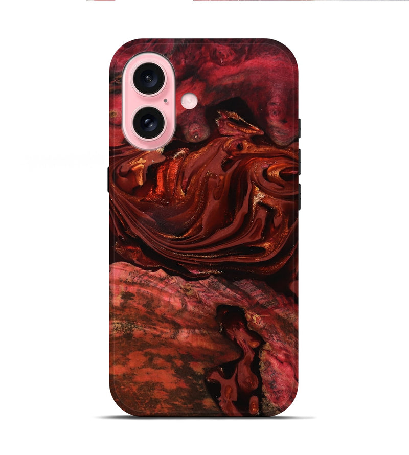 iPhone 16 Wood Live Edge Phone Case - Taft (Red, 817487)