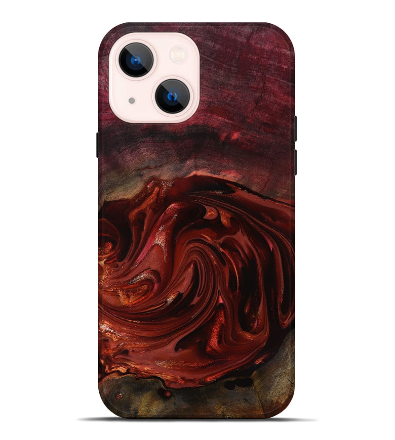 iPhone 14 Plus Wood Live Edge Phone Case - Aurelio (Red, 817488)