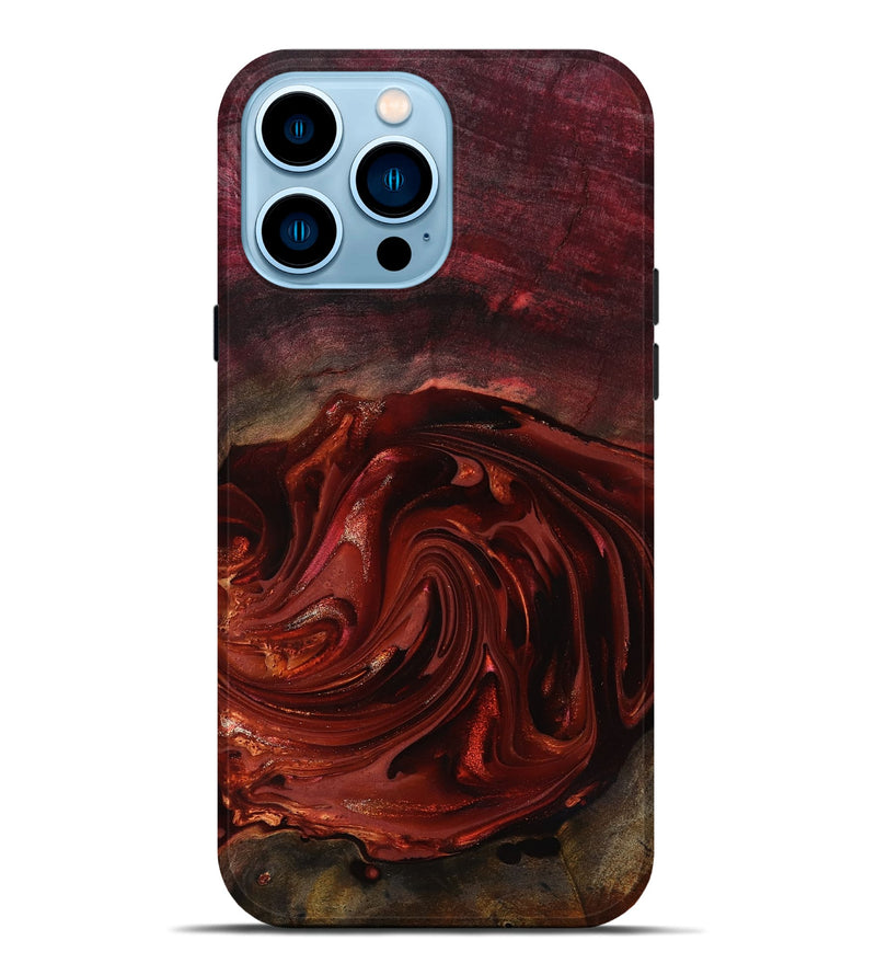 iPhone 14 Pro Max Wood Live Edge Phone Case - Aurelio (Red, 817488)