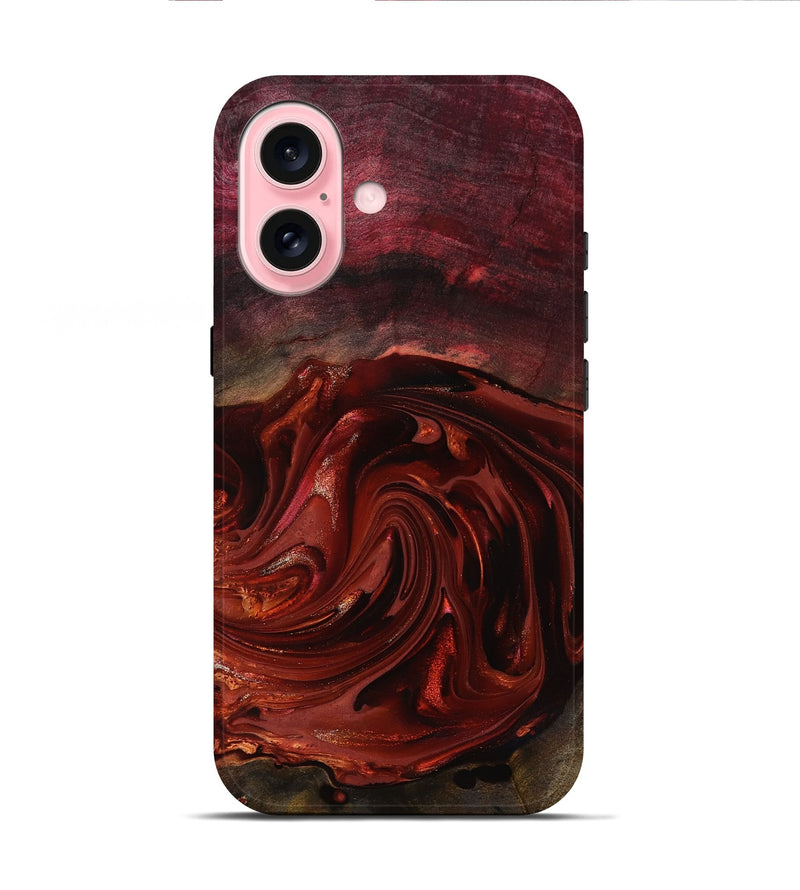 iPhone 16 Wood Live Edge Phone Case - Aurelio (Red, 817488)
