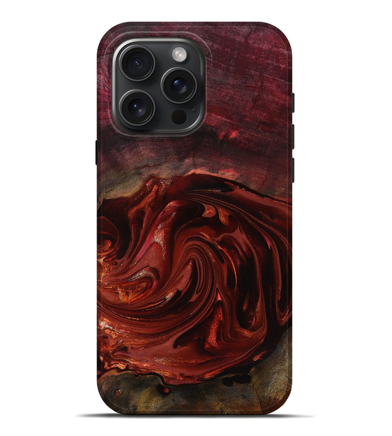 iPhone 16 Pro Max Wood Live Edge Phone Case - Aurelio (Red, 817488)