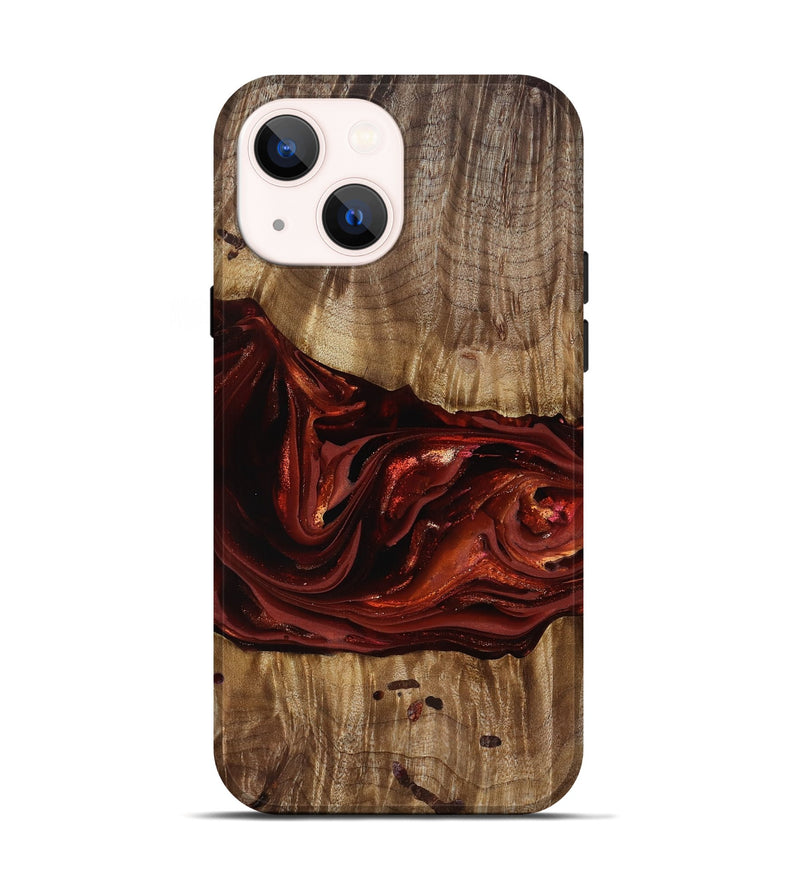 iPhone 14 Wood Live Edge Phone Case - Katrina (Red, 817489)