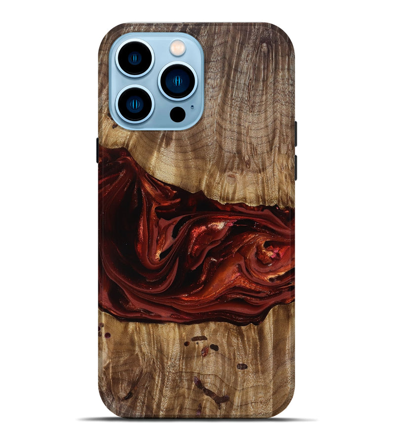 iPhone 14 Pro Max Wood Live Edge Phone Case - Katrina (Red, 817489)