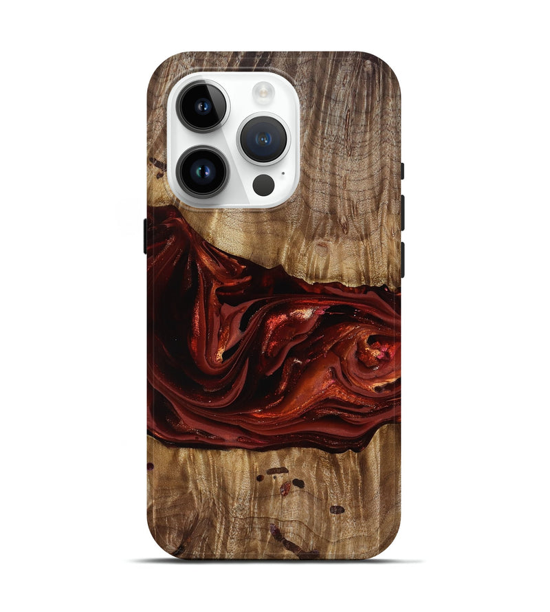 iPhone 15 Pro Wood Live Edge Phone Case - Katrina (Red, 817489)