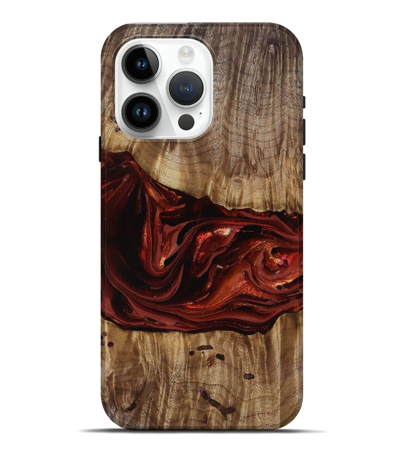 iPhone 15 Pro Max Wood Live Edge Phone Case - Katrina (Red, 817489)