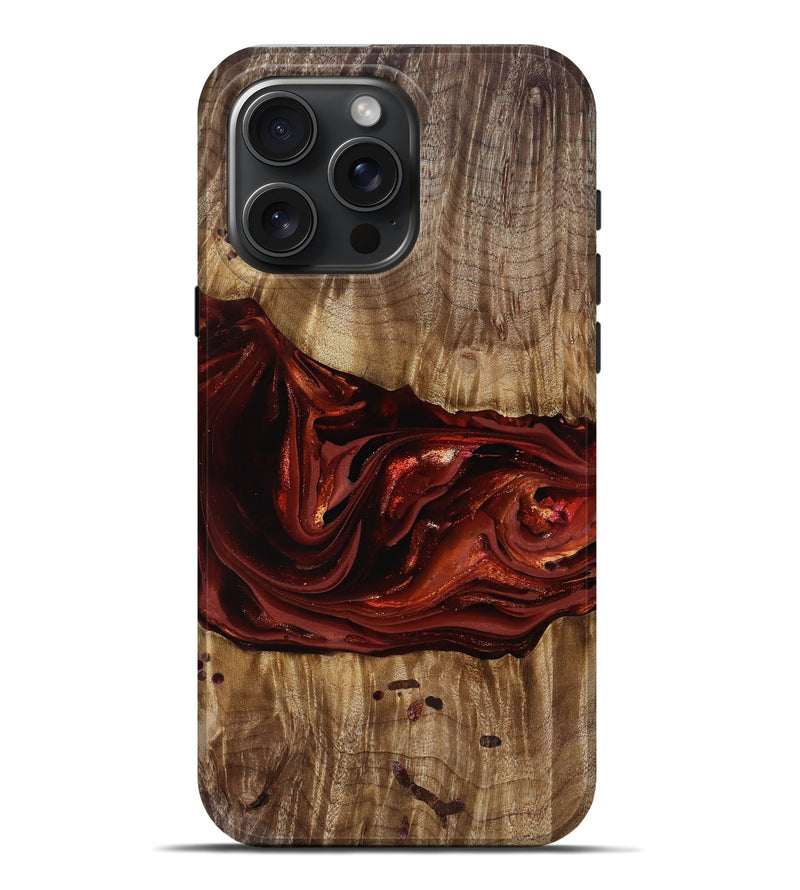 iPhone 16 Pro Max Wood Live Edge Phone Case - Katrina (Red, 817489)