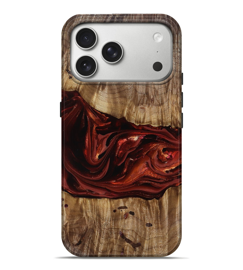 iPhone 17 Pro Max Wood Live Edge Phone Case - Katrina (Red, 817489)