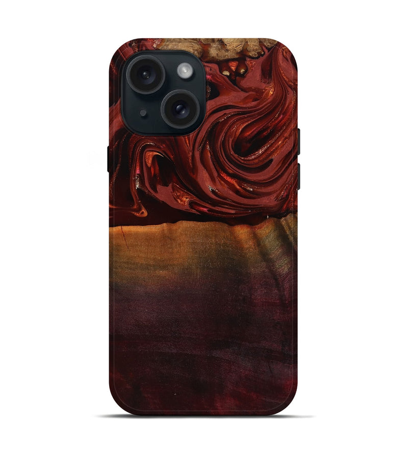 iPhone 15 Wood Live Edge Phone Case - Lessie (Red, 817491)