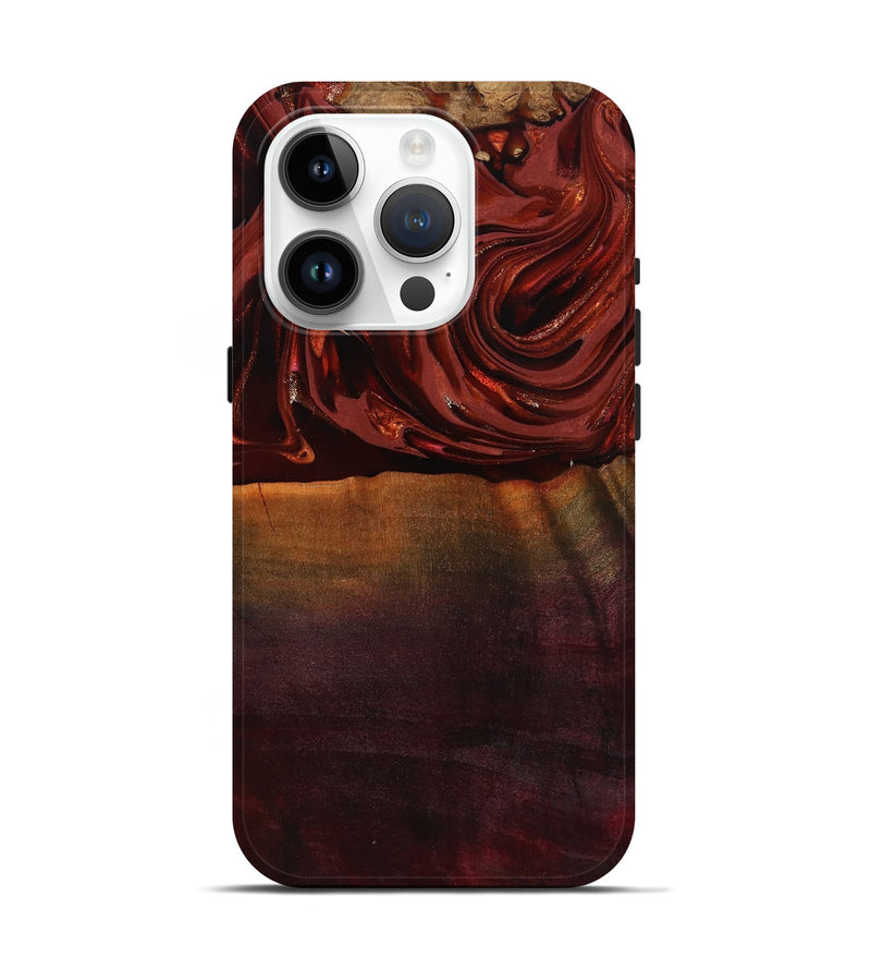 iPhone 15 Pro Wood Live Edge Phone Case - Lessie (Red, 817491)