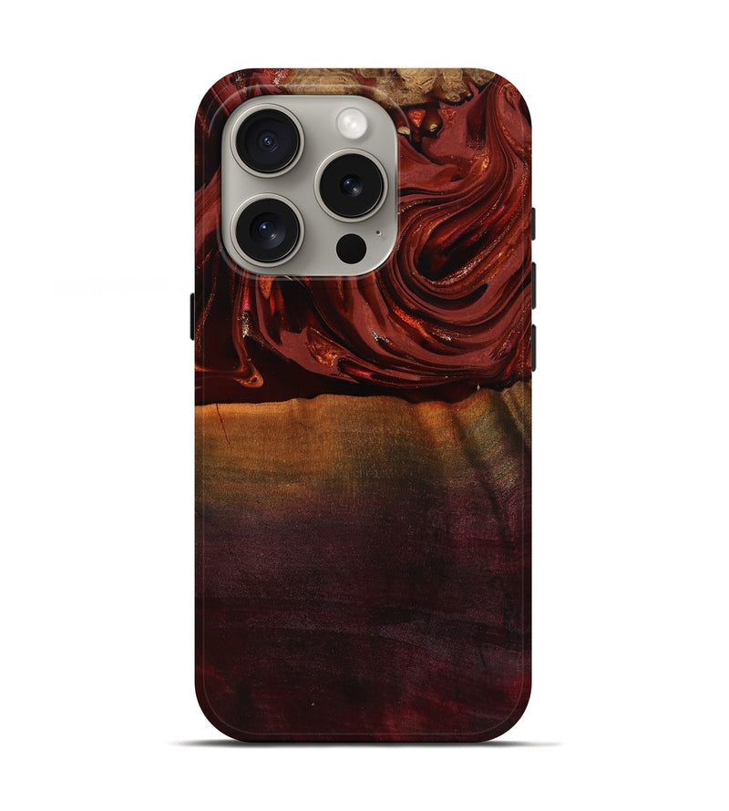 iPhone 16 Pro Wood Live Edge Phone Case - Lessie (Red, 817491)