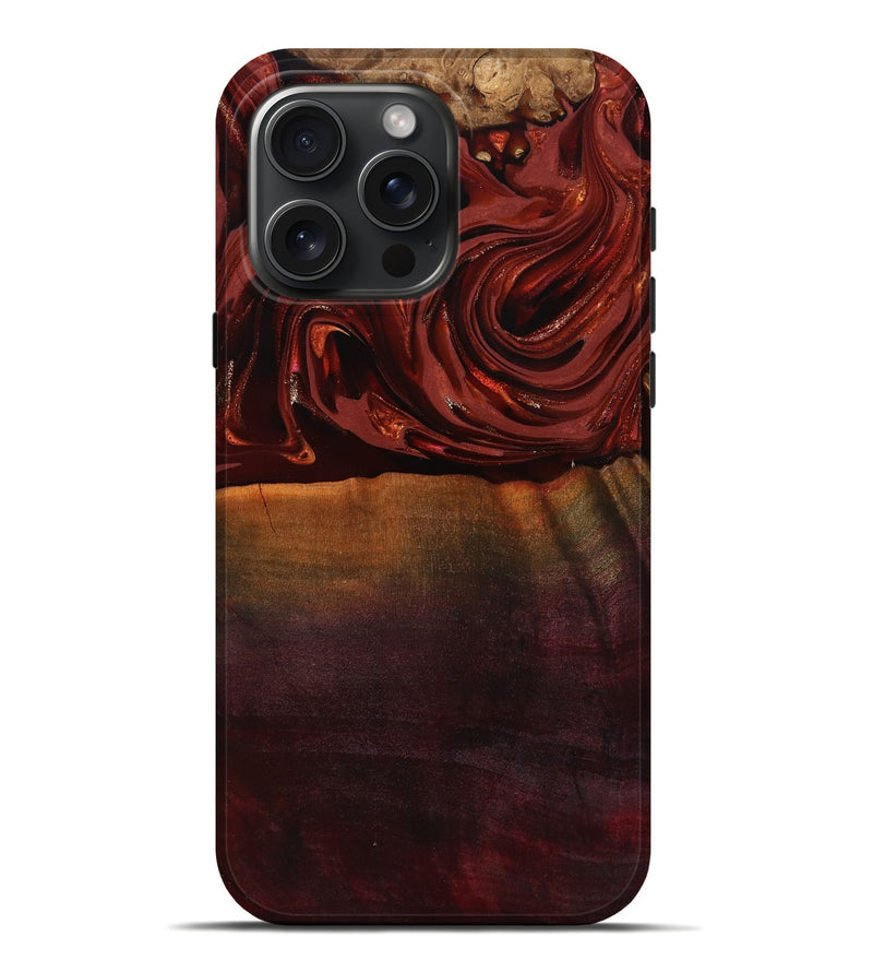 iPhone 16 Pro Max Wood Live Edge Phone Case - Lessie (Red, 817491)