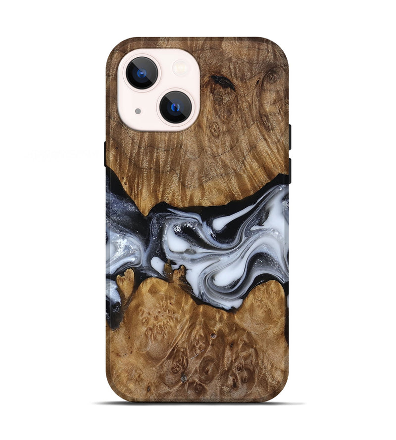 iPhone 13 Wood Live Edge Phone Case - Nash (Black & White, 817493)