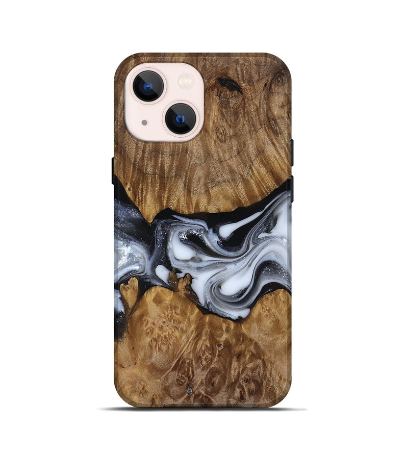 iPhone 13 mini Wood Live Edge Phone Case - Nash (Black & White, 817493)