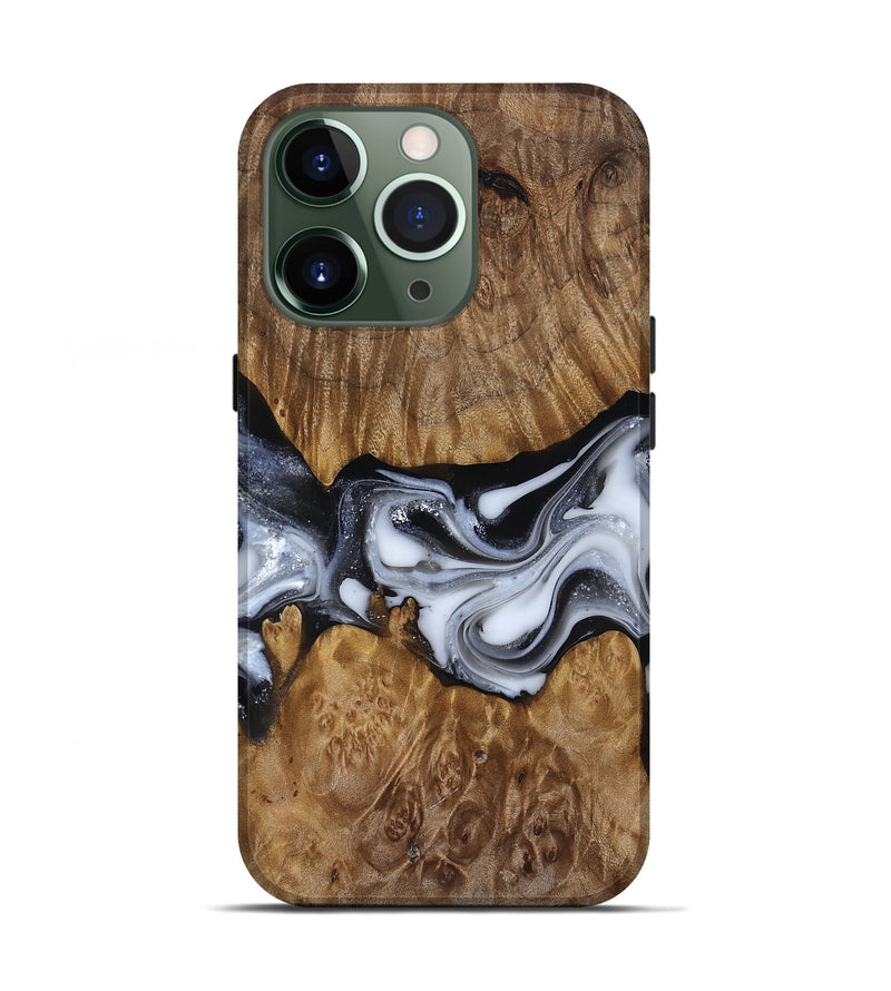 iPhone 13 Pro Wood Live Edge Phone Case - Nash (Black & White, 817493)