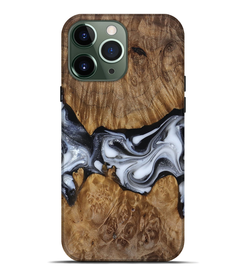 iPhone 13 Pro Max Wood Live Edge Phone Case - Nash (Black & White, 817493)