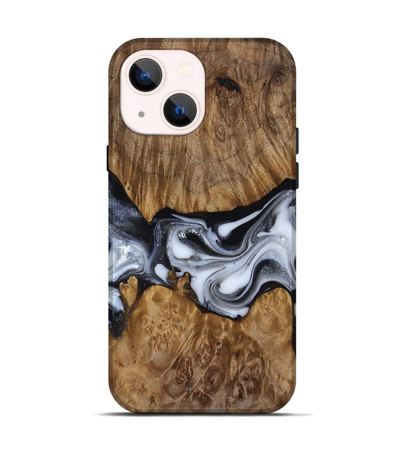 iPhone 14 Wood Live Edge Phone Case - Nash (Black & White, 817493)