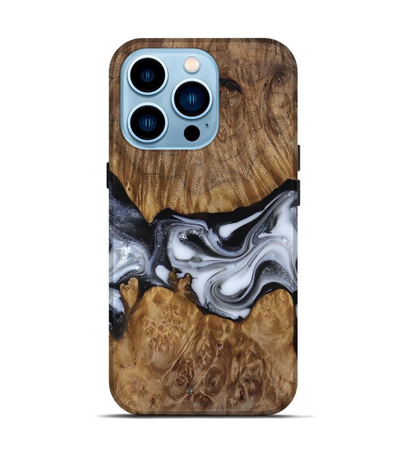 iPhone 14 Pro Wood Live Edge Phone Case - Nash (Black & White, 817493)