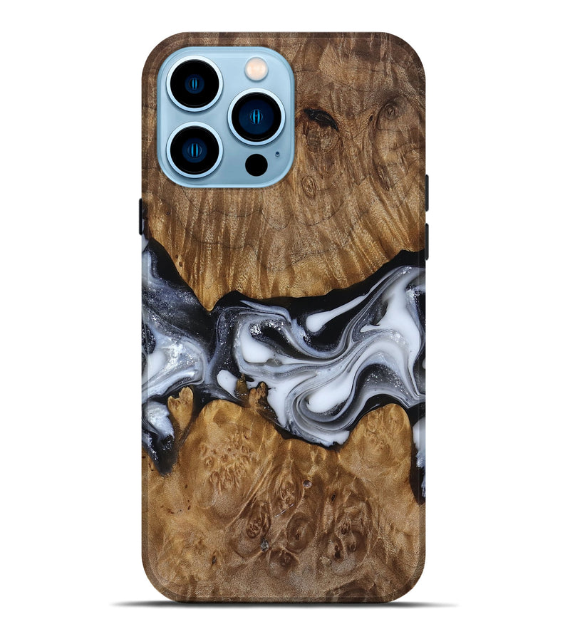iPhone 14 Pro Max Wood Live Edge Phone Case - Nash (Black & White, 817493)