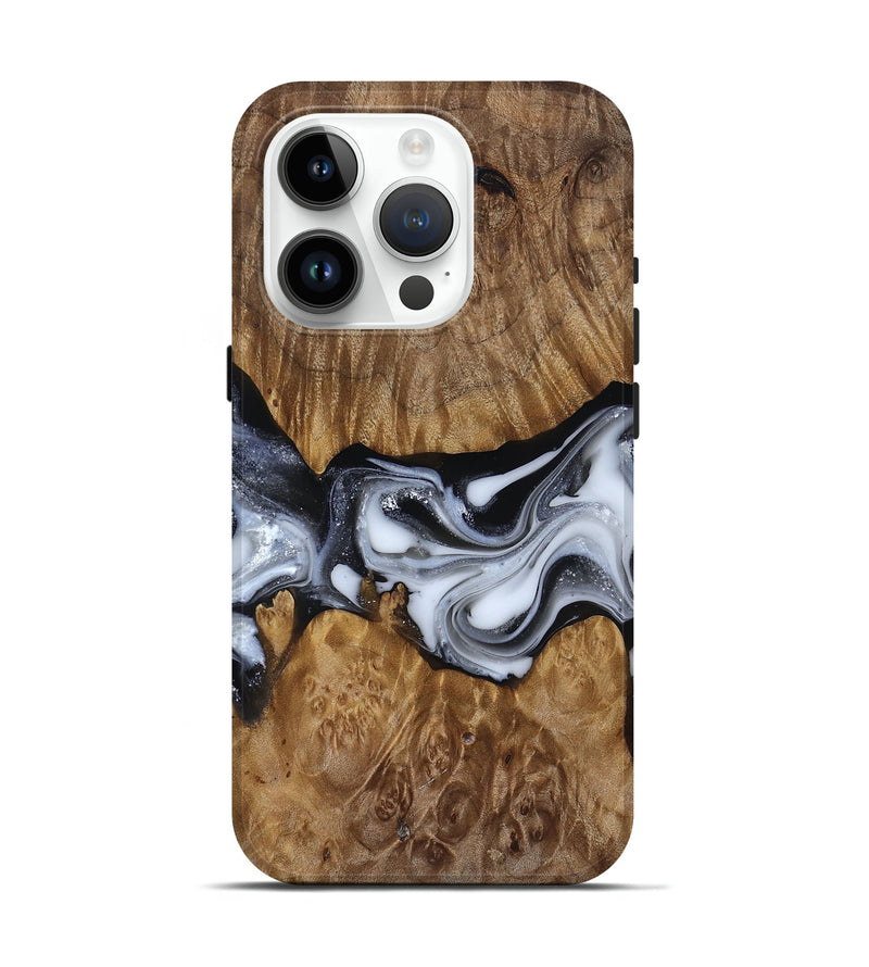 iPhone 15 Pro Wood Live Edge Phone Case - Nash (Black & White, 817493)