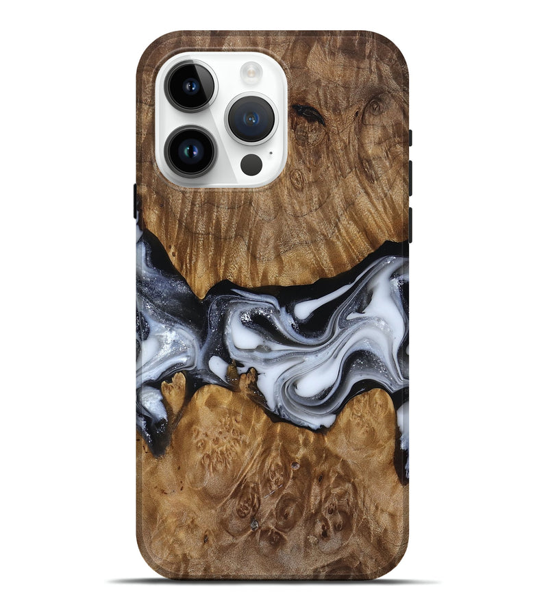 iPhone 15 Pro Max Wood Live Edge Phone Case - Nash (Black & White, 817493)