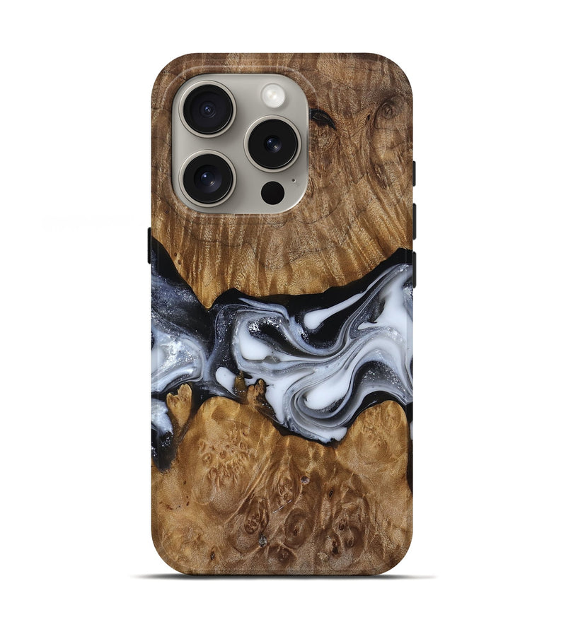 iPhone 16 Pro Wood Live Edge Phone Case - Nash (Black & White, 817493)