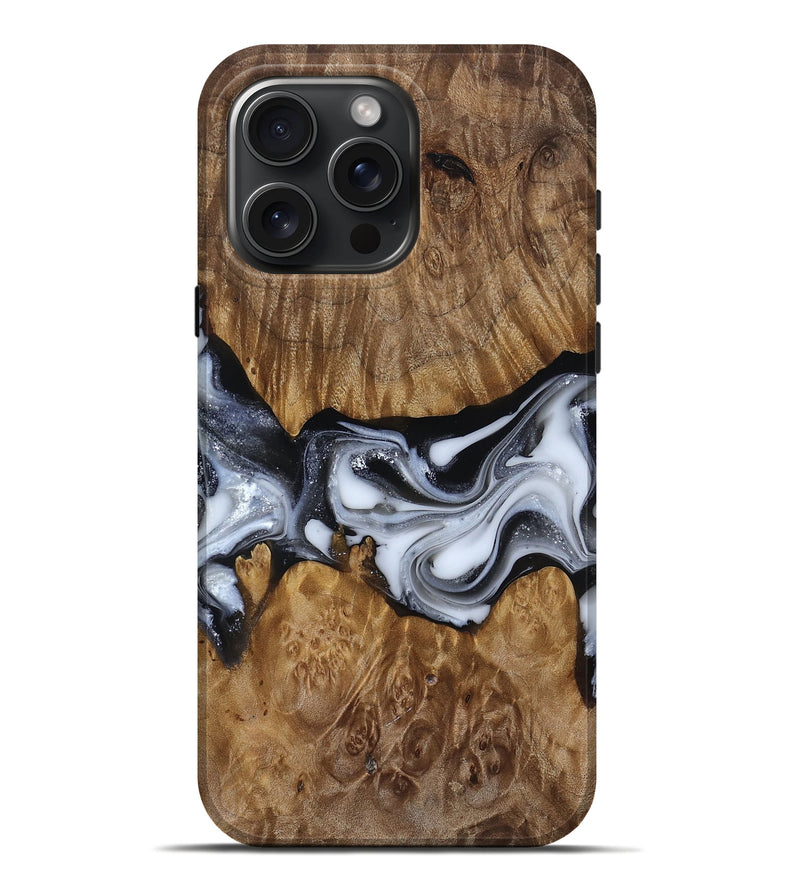iPhone 16 Pro Max Wood Live Edge Phone Case - Nash (Black & White, 817493)