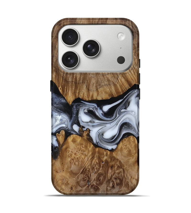 iPhone 17 Pro Wood Live Edge Phone Case - Nash (Black & White, 817493)