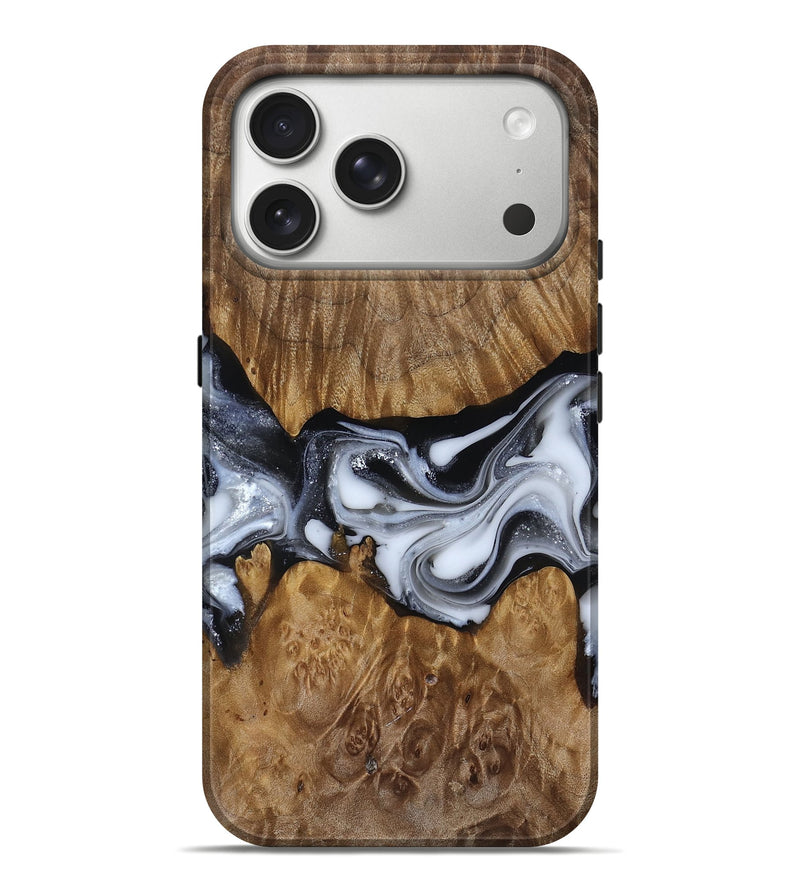 iPhone 17 Pro Max Wood Live Edge Phone Case - Nash (Black & White, 817493)