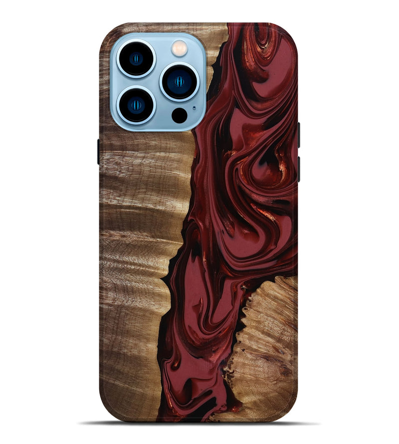 iPhone 14 Pro Max Wood Live Edge Phone Case - Macey (Red, 817494)
